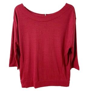 Ann Taylor LOFT Three Quarter Sleeve Knit Top Exposed Zipper Scoop Neckline